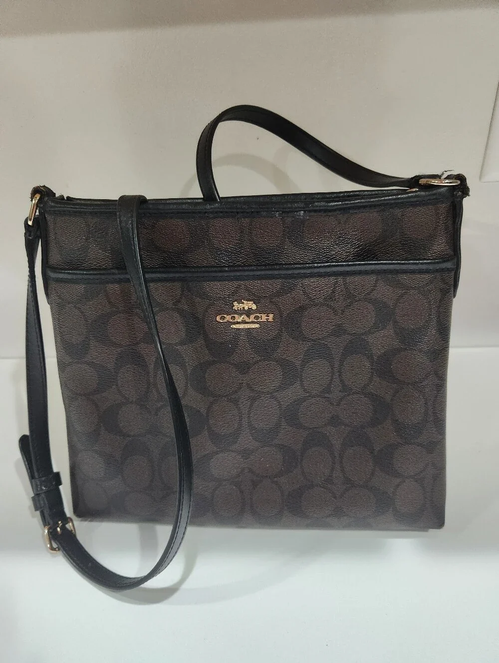 Coach Dark Brown Signature Crossbody Bag